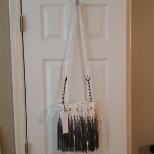 BCBG drawstring and fringe crossbody